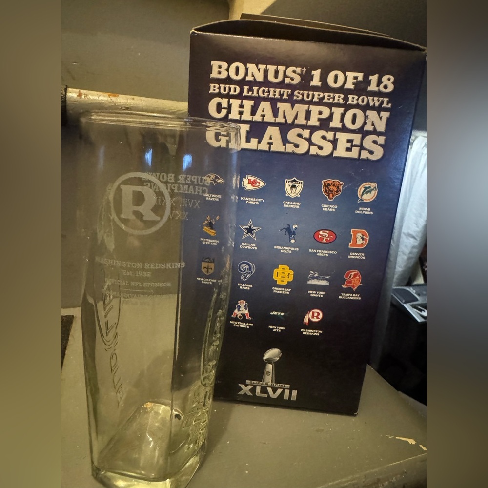 Bud Light Super Bowl XLVII Champion Glass - Redskins